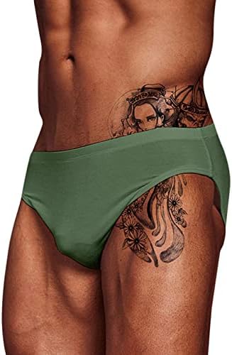 Underwear Solid Pant Shorts Underpants Men's Knickers Sexy Breathable Briefs Men's underwear Memory Foam (Army Green, M)