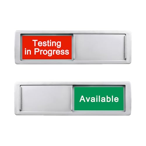Image of Testing In Progress /Available Sign,Do Not Disturb Door Indicator for Labs, Research Centers, Workplace,Privacy Slider Door Indicator Tells Whether Room Vacant or Occupied, 7'' x 2'' - Silver