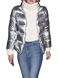 KANSOON Womens Winter Puffer Coats Water-Resistant Zip Up Warm Quilted Down Jackets Silver S