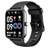 Smart Watches for Women and Men, 1.8' Fitness Tracker Watch with Bluetooth Call, Text Reminder & Alexa, Heart Rate/SpO2/Sleep Monitor, IP68 Waterproof Smartwatches for Android iOS Phone (Black)