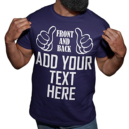 Customized Shirt for Men, Mens Custom Shirts, Personalized Shirts, Custom Tshirts Top, ADD Any Text Front & Back Printing Navy Blue