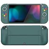 PlayVital Ochronny do Nintendo Switch OLED,Miękkie Etui TPU Slim na Switch OLED Konsolą,ZealProtect Joycon Grip Cover do Switch OLED z Nakładki na Kciuki&Przyciski Kierunkowe ABXY-Zieleń Myśliwska