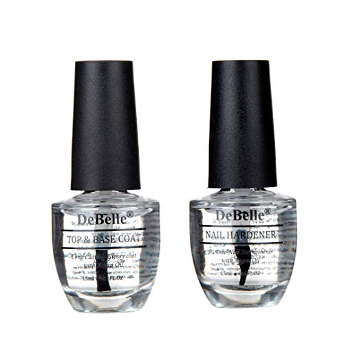 DeBelle Nail Care Combo Set of 2 Top & Base Coat (Transparent Top Coat) Nail Hardener (Transparent Coat) 30 ml(15 ml Each)