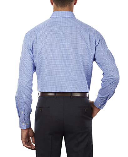 Tommy Hilfiger Men's Dress Shirt Regular Fit Non Iron Gingham, English Blue, 16.5" Neck 34"-35" Sleeve #TOP2