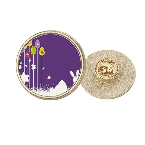 Broche ronde de Pâques en métal doré cadeau printanier violet