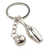 Steellwingsf Kreativer Bowling-Anhänger/Kugel-Anhänger für Damen und Herren, Geldbörse, Tasche, Ornament, Schlüsselanhänger, Geschenk Gr. Einheitsgröße, silber