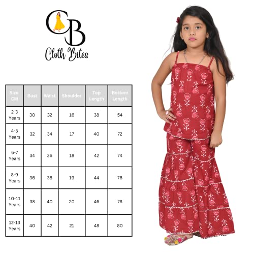 Image of Printed Cotton Sharara Set for Kids, Traditional Dresses Set for Baby, Ethnic Outfits for Girls, Sleeveless Kurti Set
