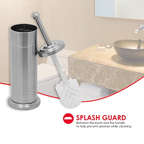 Image of Home Basics Hideaway Toilet Brush with Heavy Weight Stainless Steel Handle | Thick, Dense Bristle Brush | Long Metal Handle | Heavy Weight Stainless Steel