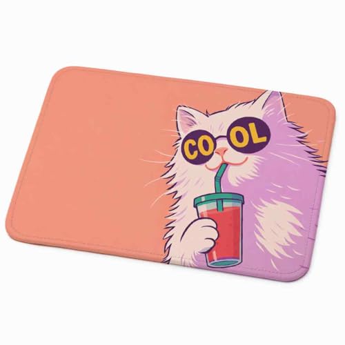Image of Mouse Pad for Laptop & Desktop | 9x7 Inch Anti-Fray Stitched Edges | Non-Slip Rubber Base | Desk Setup Accessory for Students, Gamers & Professionals (Cool Cat)