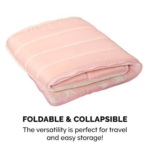 Image of Furhaven Cat Bed Snuggle Hideout for Indoor Cats & Small Dogs, Washable & Foldable w / Plush Ball Toy - Snuggle Hideout Pet Tent - Pink Stars, Small