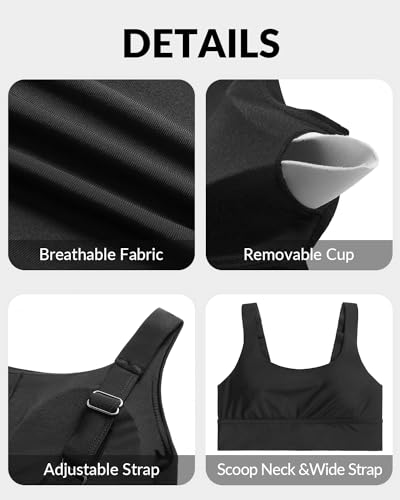 Yonique Women Sports Bra Bikini Top Swim Bra Athletic Swim Top Scoop Neck Bathing Suit 6