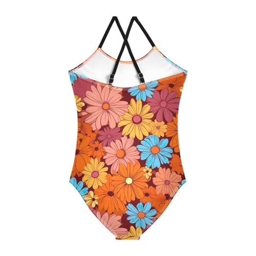 Flowers Floral Vintage Girls One Piece Swimsuit Beach Swimwear 208517132