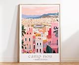 Camp Nou Stadium Art, Barcelona Travel Poster, Soccer Wall Decor for Fans