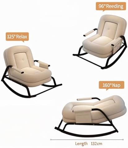 Oversized Adjustable Patio Rocking Chair with Foot Rest - Comfortable Rocker for Living Room, Bedroom & Balcony (25.98" x 40.16" x 34.25") - Relax in Style