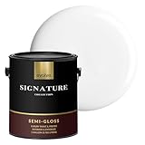 EVOLVE Signature Collection Luxury Interior Paint & Primer, Semi-Gloss Sheen (Cloud White), 1 Gallon – Premium One-Coat Coverage, Low VOC, Low Odor, Washable Finish for Walls, Ceilings & Trim