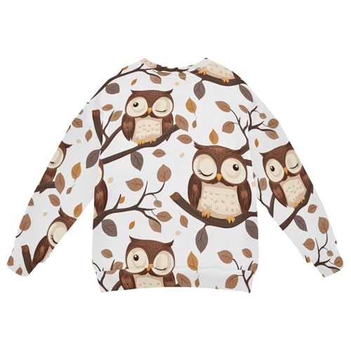 JUNZAN Cute Cartoon Owls Kids Boys Hoodie Sweatshirt Fleece Boys Sweat Shirt Camping 4T2