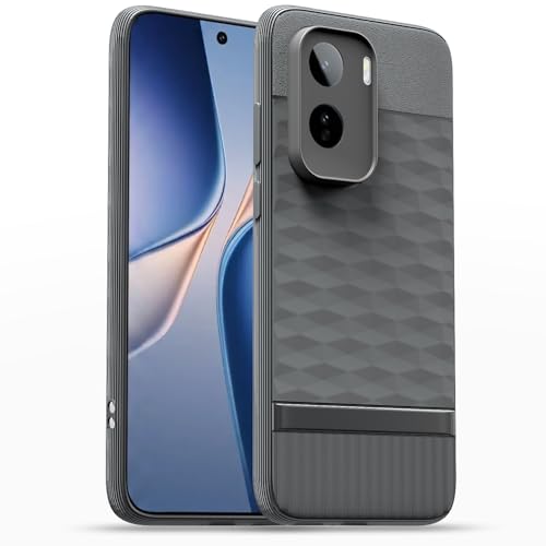Image of Pikkme Back Cover for Vivo T5 Pro 5G Camera Protection 3D Hexa Cube Design Silicone Protective Bumper Case (Grey)