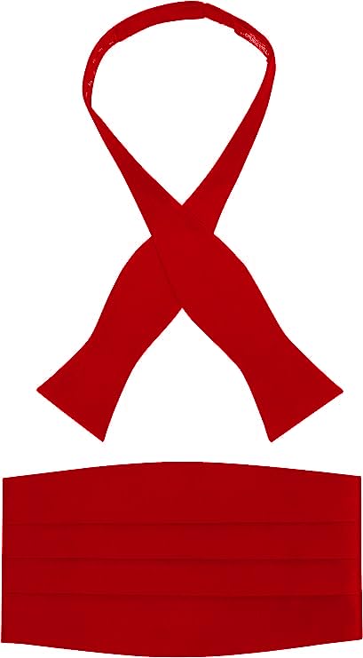 S.H. Churchill & Co. Men's Self-Tie Bow Tie & Cummerbund Set, Red, One Size, 100% Satin
