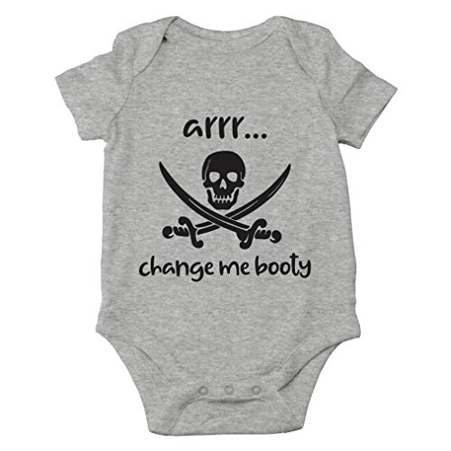 AW Fashions Arrr Change Me Booty Baby Bodysuit Fun and Adorable Newborn Clothing Trendy Infant Outfit (6 Months, Sports Grey)
