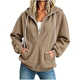Ooikoifa Half Zip Sweatshirt Womens Quarter Zip Pullover Oversized Corduroy Jacket...