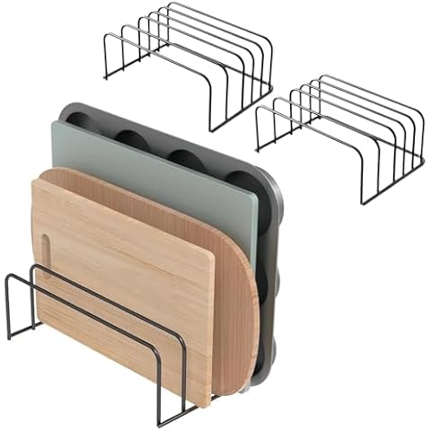 GZLT Cutting Board Holder,Cookie Sheet Organizer for Cabinet,Cutting Board Rack for Kitchen [2-Pack] Cover
