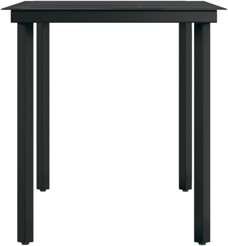 Patio Dining Table,Leisure Table,Reading Table,Dining Tables,Snack Tables,Display Tables,Party Tables,Garden Tables,Game Tables,for Camping,Picnic,Party,Lawn, Black 55.1"x27.6"x29.1" Steel and Glass