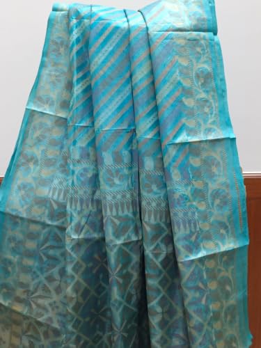 madhuram COLLECTION turquoise jacquard silk saree in soft silk – image 3