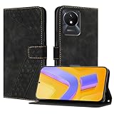 OKZone kompatibel mit Vivo Y02A 4G/Y02 4G/Y02T/Y11 2023 Hülle, PU Leder Handyhülle Tasche Wallet Schutzhülle Flip Cover Klappbar Etui mit Magnet Kartenfach TPU Lederhülle(Schwarz)