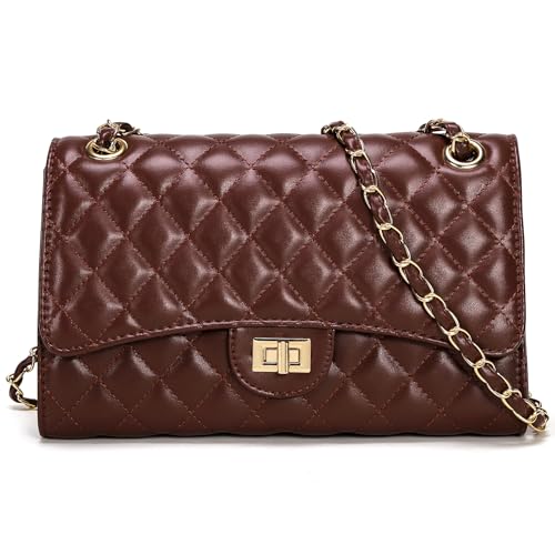 Sac à bandoulière matelassé pour femme chic en cuir noir avec sangle en chaîne élégante