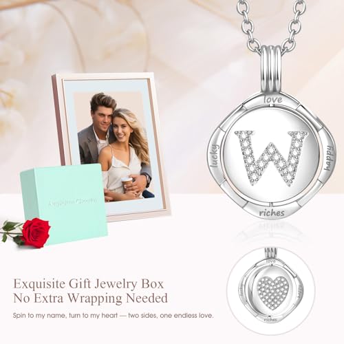 Auspicious Cheerful Gold Initial Necklace for Women - 14K Gold Plated Heart Necklaces, Double Rotating Letter Pendants, Personalized Women’s Jewelry, Birthday Gifts, Christmas Valentines Day Present by Auspicious Cheerful - Used condition - Image 6