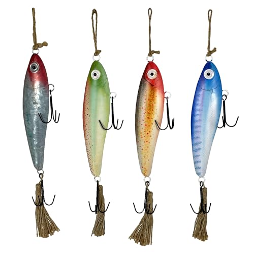 Vintage Metal Fishing Lure Wall Hangings - Set of 4