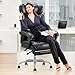 COLAMY Office Chair with Retractable Footrest, Ergonomic High Back Design Executive Computer Desk Chair with Removable Lumbar Pillow, 90-135°Reclining, Thick Bonded Leather for Home Office Work, Black