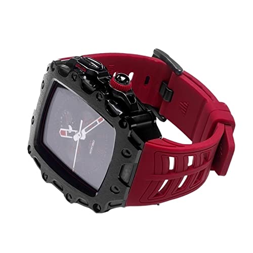 GAFNED Uhrengehäuse-Set aus Kautschukfaser, für Apple Watch Serie 9, 8, 7, 6, 5, 4, SE, 44 mm, 45 mm, Ersatzteil, luxuriöses Rahmen-Modifikationsset, Zubehör, 44mm, Achat