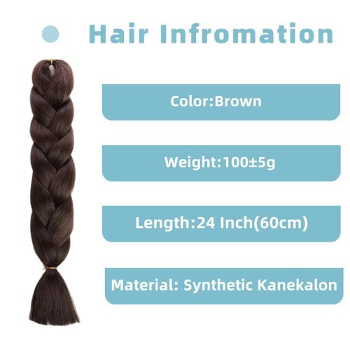 Kunsthaar Zum Einflechten Easy Braid Vorgedehnte Dunkelbraun Braids Extensions HaarverläNgerungen 24 Zoll 1pc Haar Zum Einflechten Braids ZopfverläNgerungen (Deep brown)