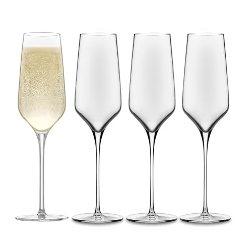 Libbey Signature Champagne Flute Glasses Set, Stylish, Dishwasher Safe Champagne Glasses Set of 4, Champagne Gift Set for Weddings and Events