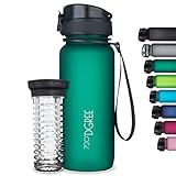 720°DGREE Trinkflasche “uberBottle“ softTouch +Früchtebehälter - 650ml - BPA-Frei - Auslaufsichere Wasserflasche für Kinder, Schule, Uni, Sport, Fitness - Tritan Sportflasche - Leicht & Bruchsicher