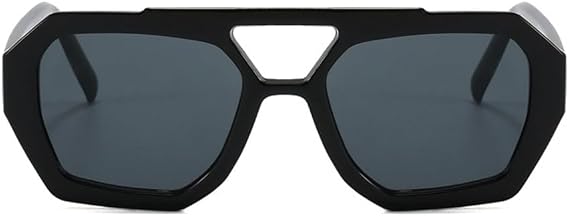 Trendy Aviator Sunglasses for Women Men Hexagonal Square Thick Frame Double Bridge Sun Glasses Shades BS1300
