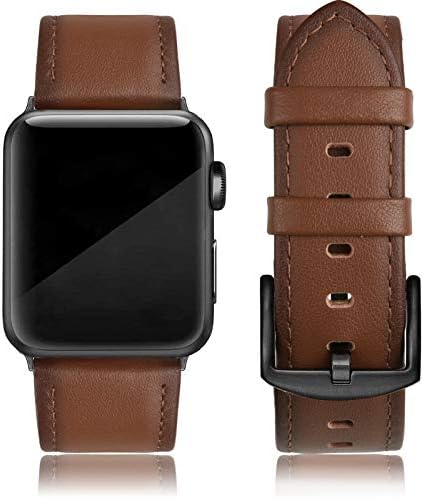 EDIMENS Leather Bands Compatible with Apple Watch 42mm 44mm Band Men Women, Vintage Genuine Leather Wristband Replacement Band Compatible for Apple Watch iwatch Series 6 5 4 3 2 1, SE Sports & Edition