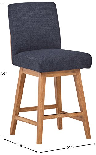 Amazon Brand – Stone & Beam Sophia Modern Swivel Kitchen Counter Height Stool, 39.4"H, Navy Blue #TOP2