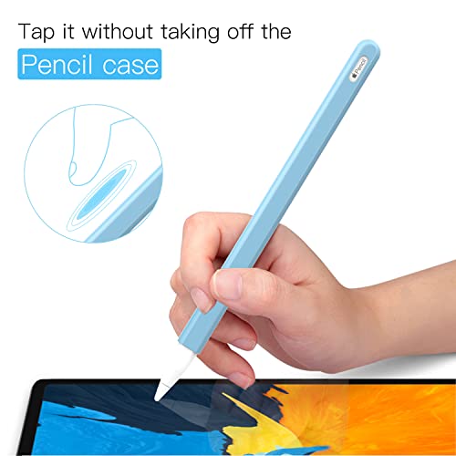MoKo Pencil Case for Apple Pencil 2nd Generation, [2 Pieces] Protective Silicone Apple Pencil 2nd Generation Pencil Holder Sleeve and Protective Nib Cover for Apple Pencil 2, Sky Blue by MoKo - Image 8