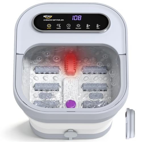 ALLJOY Bain de Pieds Massant Chauffant Pliable,Balnéothérapie Pieds avec Bulles