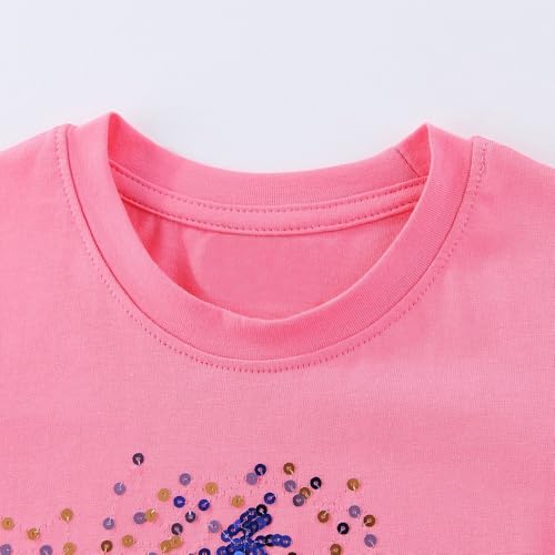 Image of Toddler Girls T-Shirt Short Sleeve Shirt Unicorn Bunny Print Cute Summer Tops Tees Dinosaur Graphic