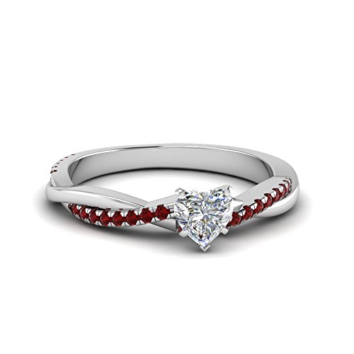 Image of 55Carat Choose Your Gemstone 925 Sterling Silver Infinity Twist Ring Crystal Heart Shape Side Stone Wedding Valentine Wear Promise Ring with Pave Setting for Women Size US 4 to 12