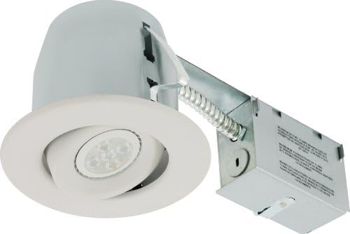 Liteline RC402C18R3-LED-EC-FW All-in-One 4-inch LED Recessed Combo with Remodel Housing, 6W LED PAR16 lamp, Gimbal Trim, Flat White