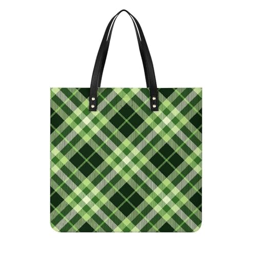 Sac à main shopper vert à carreaux pour femmes idéal grand tote bag de voyage