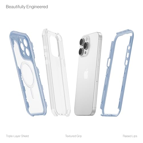 ORIbox Seralyn Series for iPhone 15 Pro Max Case - MagSafe Compatible, Triple-Layer Shockproof Protection, Crystal-Clear Back with Elegant Matte Frame(6.7", Frosted Azure) by ORIbox - Image 2