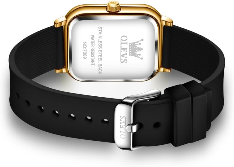 OLEVS Watch for Women Quartz Square Dial Analog Wristwatch Silicone Waterproof Classic Elegant Design Ideal Daily Wear Gift - Image 3