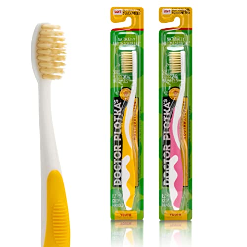 GREENZLA Kids Bamboo Toothbrushes, Natural Toothbrush Set, Soft Bristles, Durable Charcoal Wooden Brushes, Compostable Design for Toddlers and Children, 6 Pack