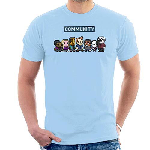 Image of Community Pixelated Men's T-Shirt Sky Blue