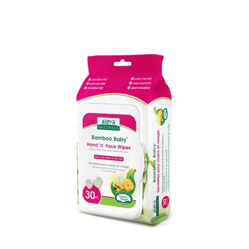 Aleva Naturals Bamboo Baby Hand and Face Wipes | Natural and Organic Ingredients | Cleans and Moisturizes | Extra Strong, and Ultra Soft – 30 count